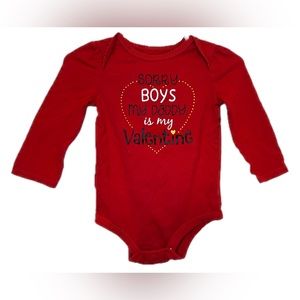 2/$10 Koala Kids 6-9m Valentine’s Day girls red long sleeve bodysuit graphic tee